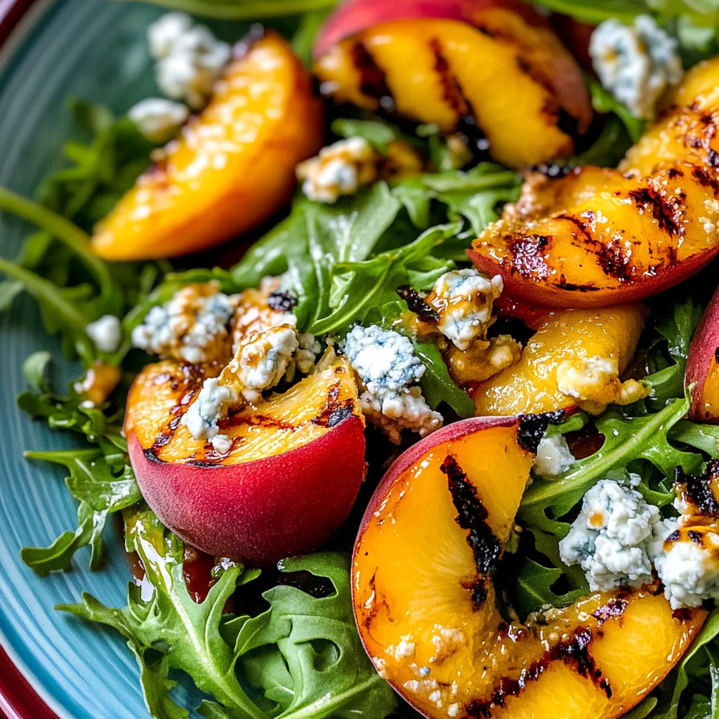 Grilled Peach and Arugula Salad with Blue Cheese