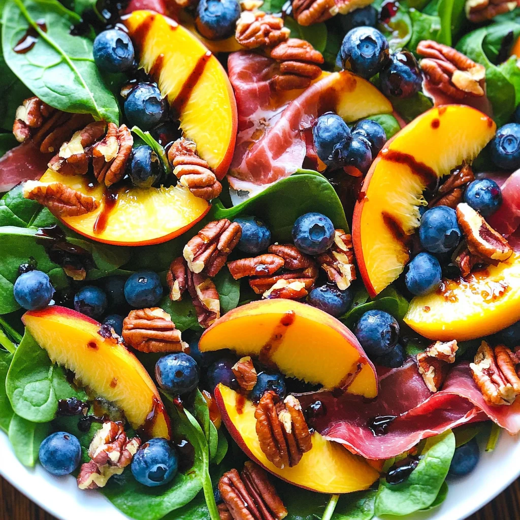 Peach Blueberry Spinach Salad