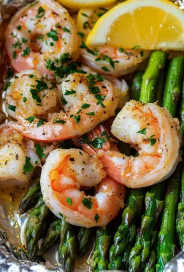 Shrimp and Asparagus Foil Packs with Garlic Lemon Butter Sauce
