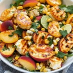 Summer Peach Corn & Halloumi Salad