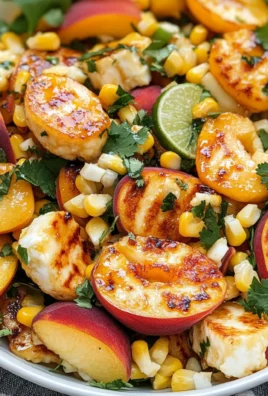 Summer Peach Corn & Halloumi Salad