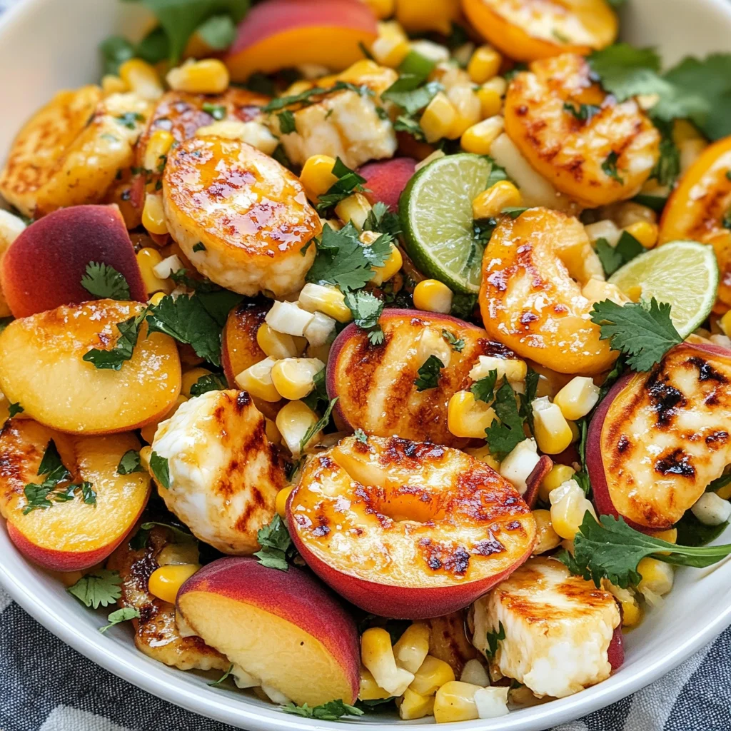 Summer Peach Corn & Halloumi Salad