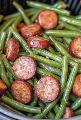 Air Fryer Green Beans and Smoked Sausage
