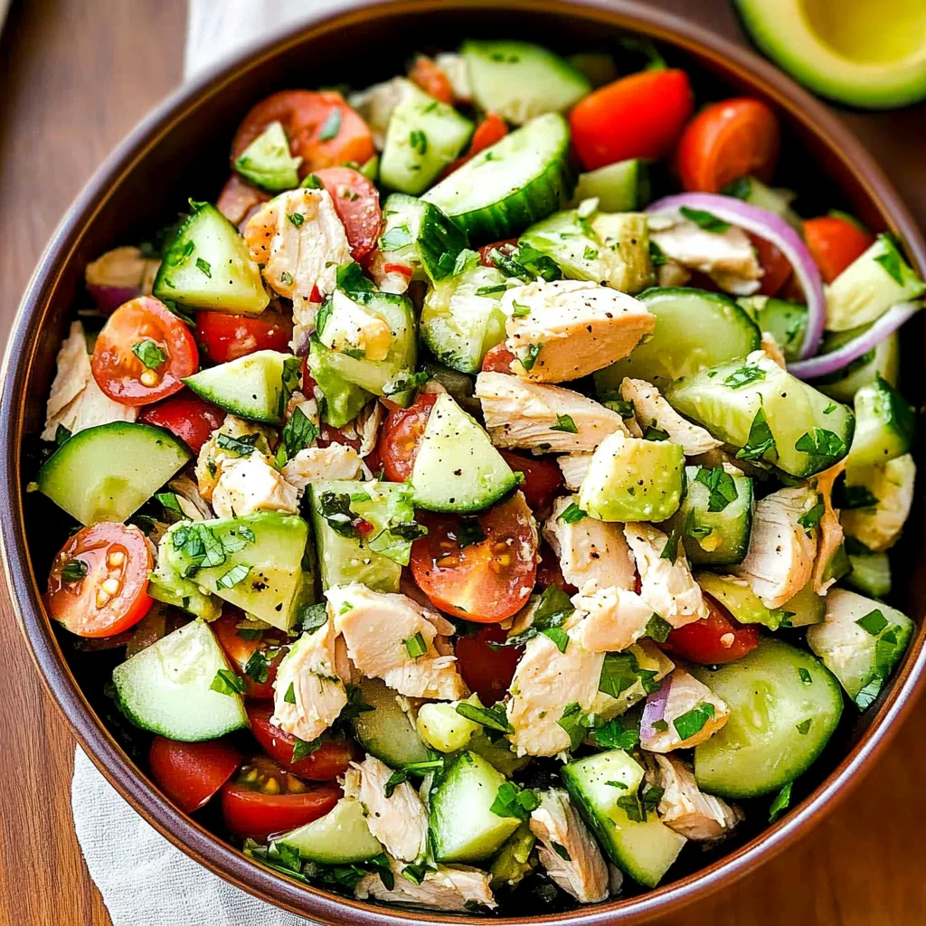 Chicken Cucumber Avocado Salad (NO COOK)