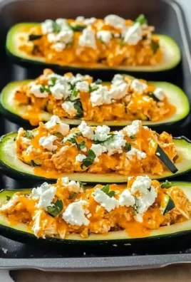 High Protein Buffalo Chicken Stuffed Zucchini Boats
