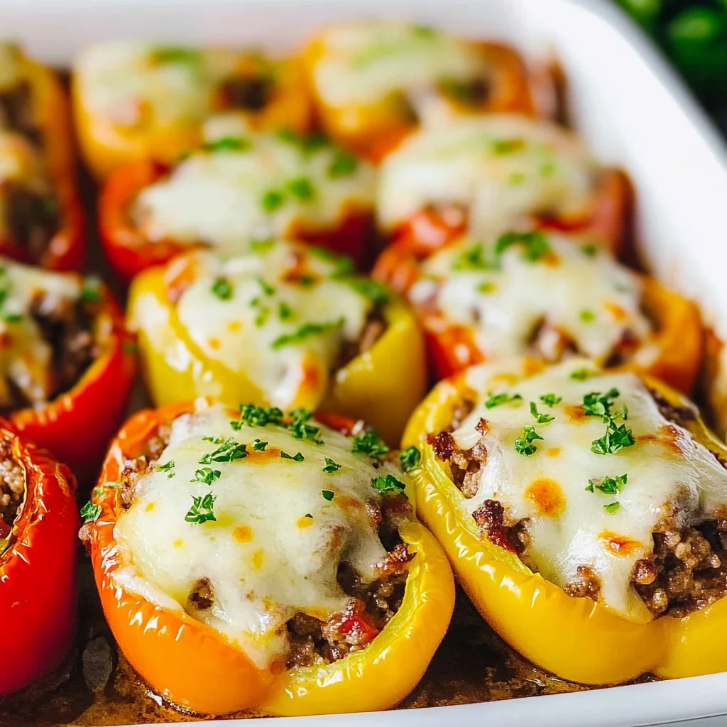 Low-Carb, Keto Cheeseburger Stuffed Peppers Recipe