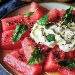 Marinated Watermelon Salad with Whipped Feta Dip