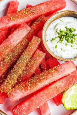 Spicy Watermelon Fries with Coconut Lime Dipping Sauce