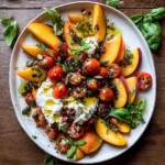 Tomato, Peach, and Burrata Salad