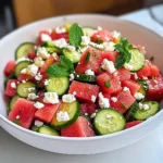 Watermelon Salad with Feta, Mint, and Cucumber