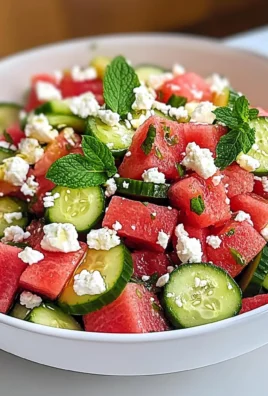 Watermelon Salad with Feta, Mint, and Cucumber