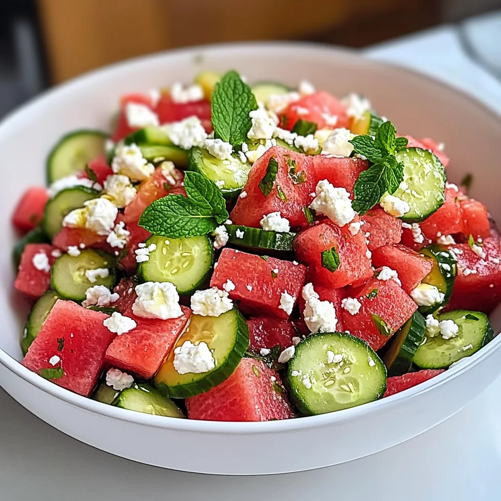 Watermelon Salad with Feta, Mint, and Cucumber