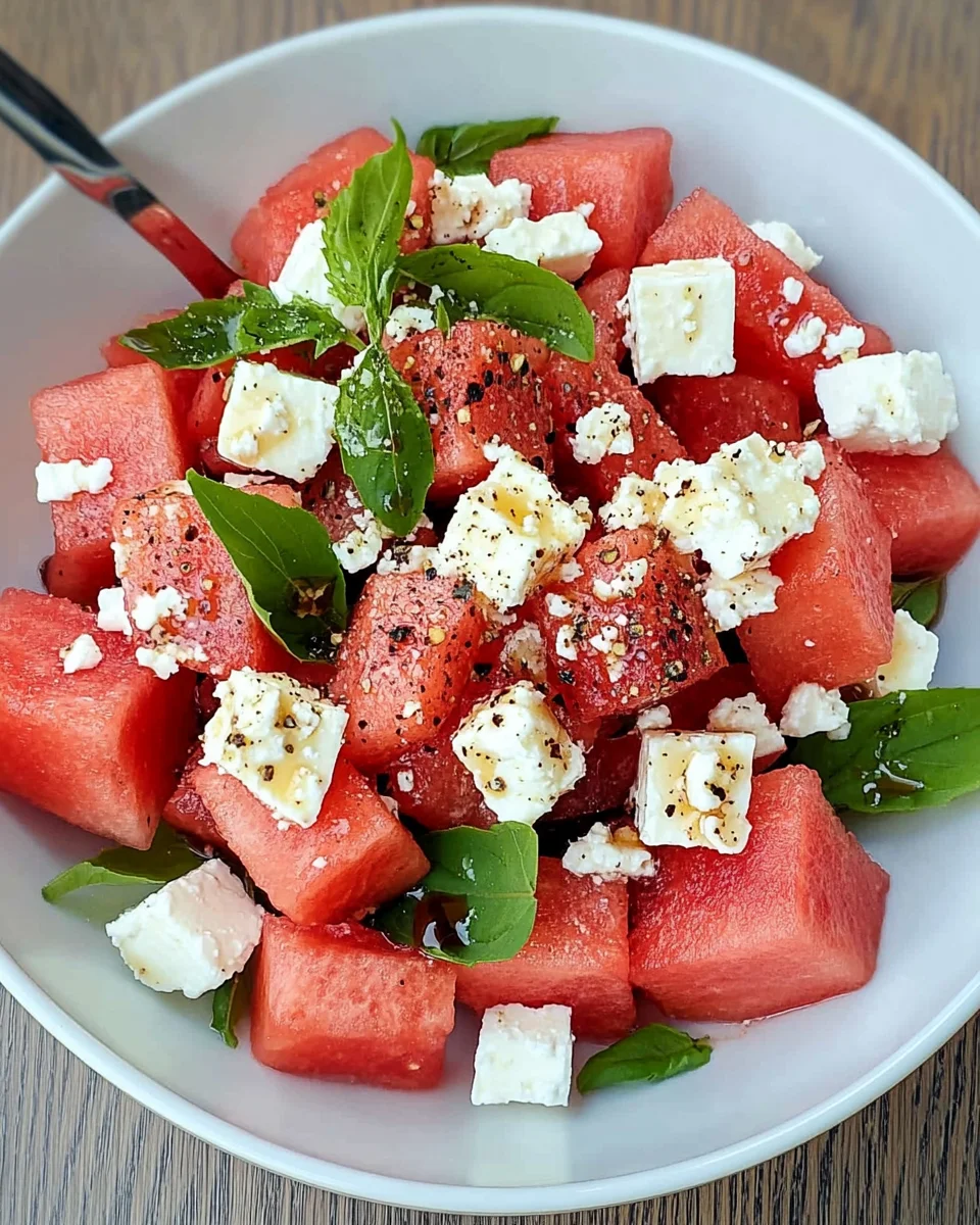 Watermelon and Feta Salad with Honey Balsamic Vinaigrette