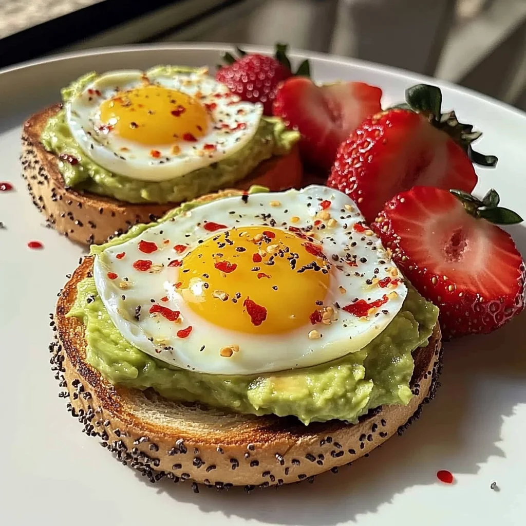 Avocado Egg Toast with Fresh Strawberries