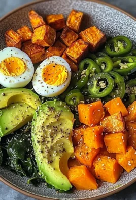 Avocado Power Plate with Jammy Eggs, Spinach & Sweet Potatoes