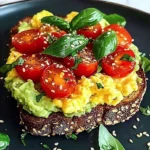 Avocado Toast with Scrambled Eggs and Tomatoes