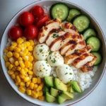 Chicken and Veggie Rice Bowl with Mozzarella