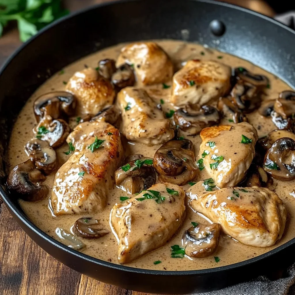Creamy Garlic Mushroom Chicken Skillet