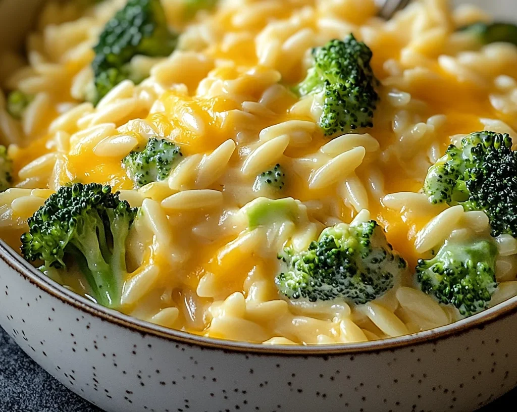 Creamy One-Pot Broccoli Cheddar Orzo