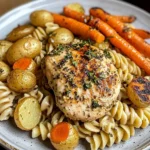 Garlic-Herb Chicken with Roasted Veggies & Creamy Rotini