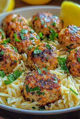 Greek Chicken Meatballs with Lemon Orzo