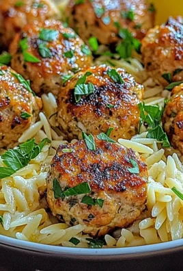Greek Chicken Meatballs with Lemon Orzo