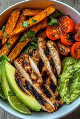 Grilled Chicken Power Bowl with Sweet Potato Fries & Guacamole