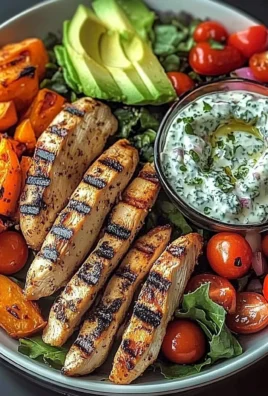 Grilled Chicken Power Plate with Sweet Potatoes & Avocado Salad