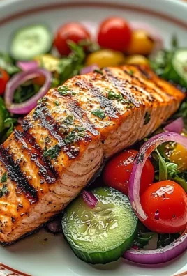 Grilled Salmon with Fresh Cucumber & Tomato Salad