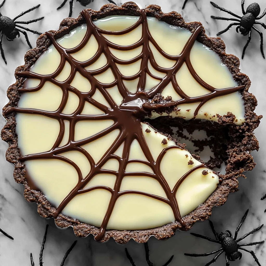 Halloween Chocolate Spiderweb Tart