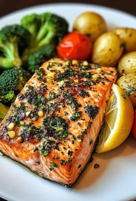 Herb-Crusted Salmon Plate with Garlic Potatoes & Veggies