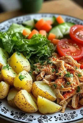 Herbed Potatoes with Shredded Chicken & Fresh Salad