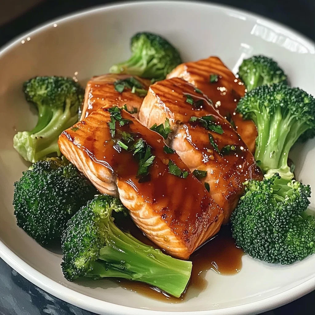 Honey Garlic Glazed Salmon with Steamed Broccoli
