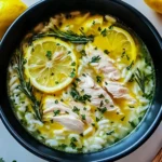 Lemon Ginger Turmeric Chicken and Rice Soup