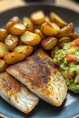 Pan-Seared Fish with Roasted Potatoes & Guacamole