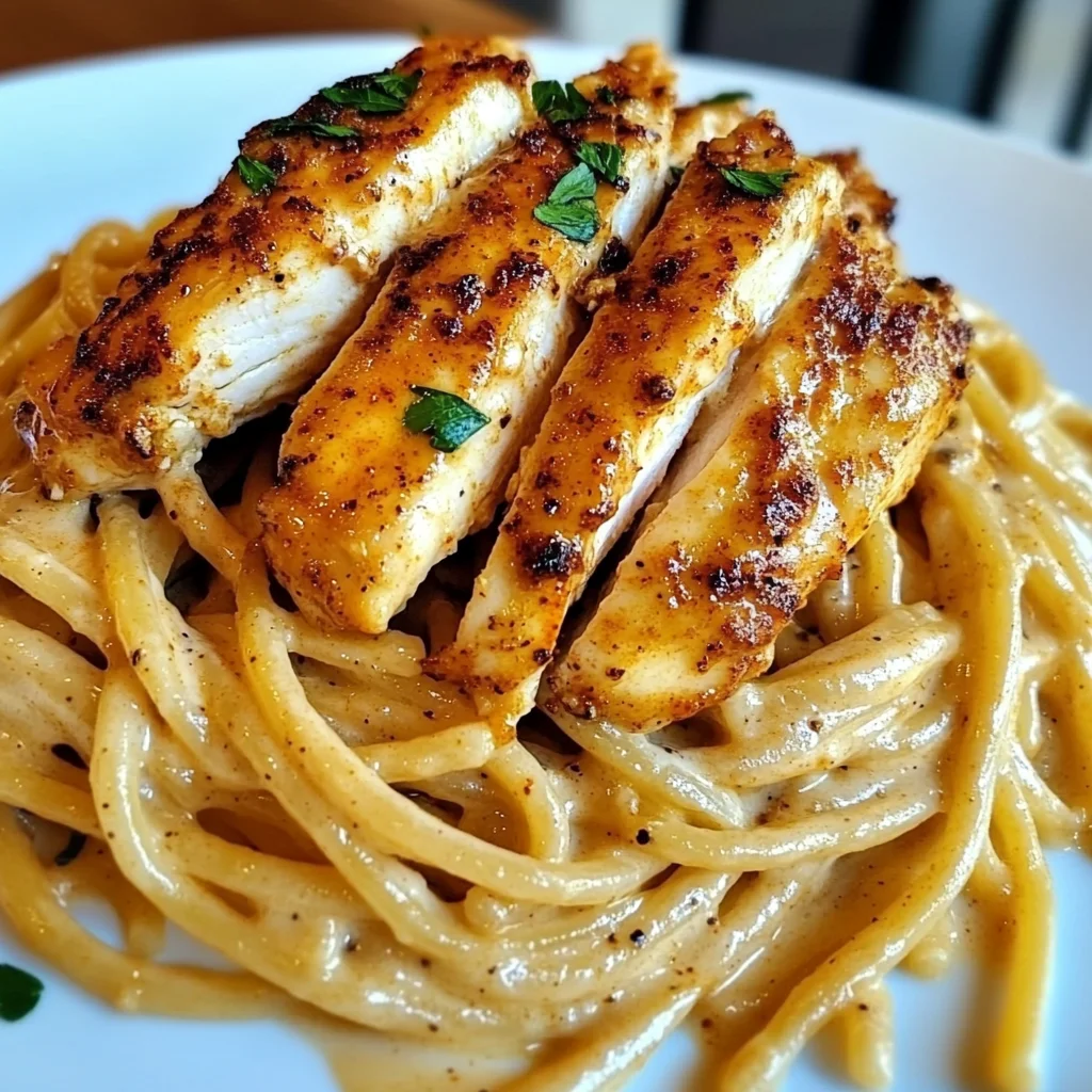Savory Cajun Chicken over Creamy Parmesan Linguine