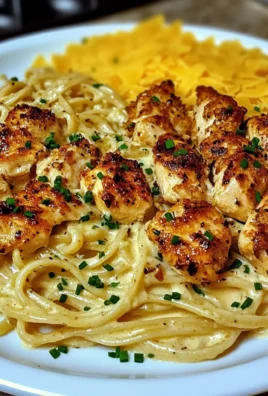 Spicy Garlic Chicken Linguine in Cheddar Parmesan Cream
