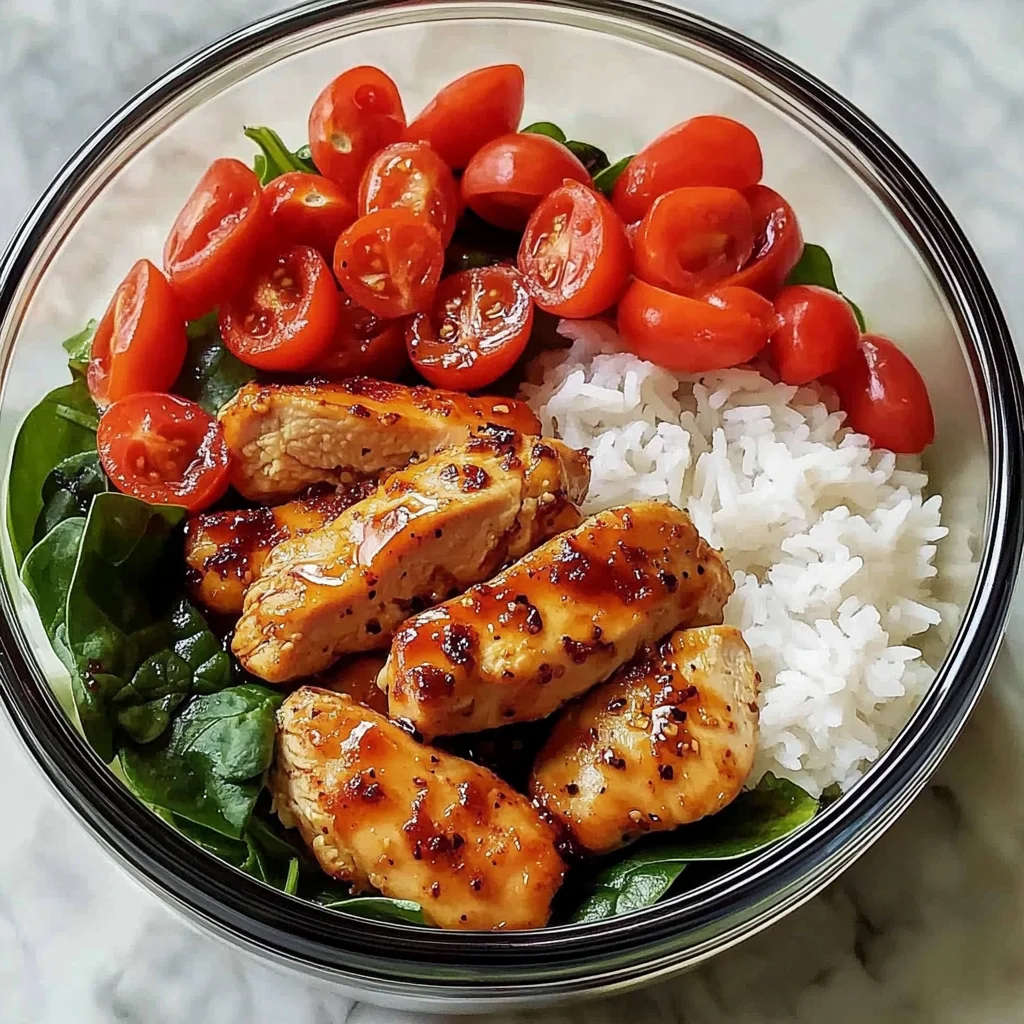 Spicy Honey Garlic Chicken Meal Prep Bowl