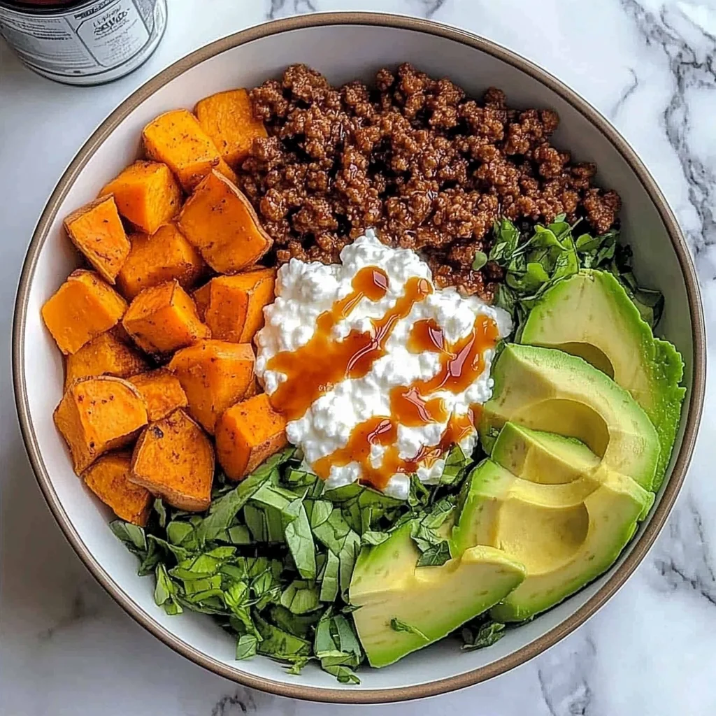 Sweet Potato & Ground Beef Protein Bowl with Cottage Cheese