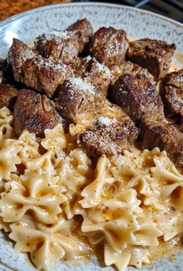 Cajun Steak Tips with Cheesy Parmesan Bowtie Pasta