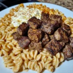 Cajun Steak Tips with Cheesy Parmesan Rotini