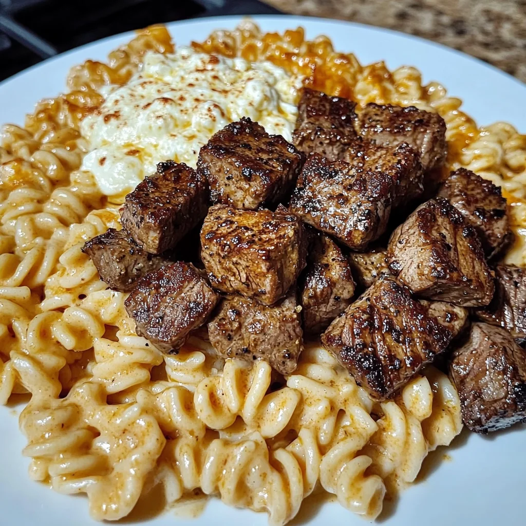 Cajun Steak Tips with Cheesy Parmesan Rotini