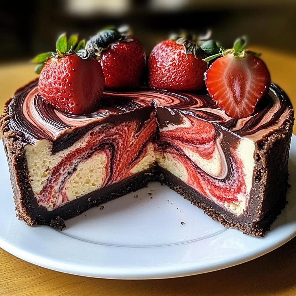 Chocolate Strawberry Swirl Cheesecake