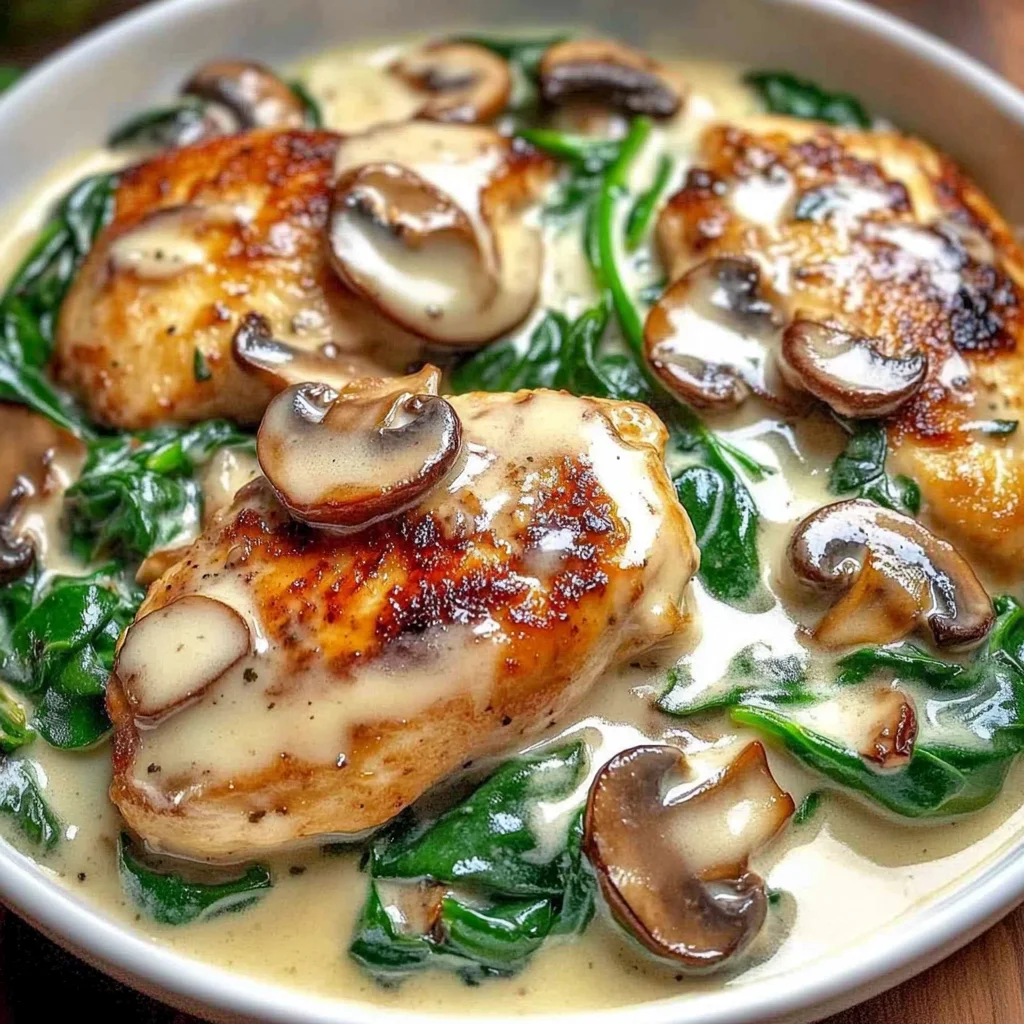 Creamy Chicken with Spinach and Mushrooms