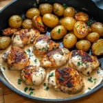 Creamy Garlic Chicken with Golden Baby Potatoes