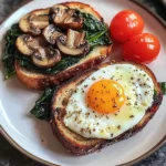 Creamy Tomato & Mushroom Toast Plate with Jammy Eggs & Spinach