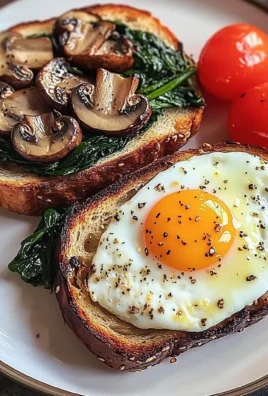 Creamy Tomato & Mushroom Toast Plate with Jammy Eggs & Spinach