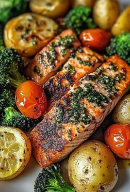 Garlic Butter Salmon with Roasted Veggies & Baby Potatoes