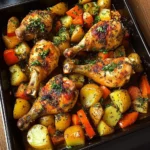 Herb Roasted Chicken Drumsticks with Roasted Potatoes & Veggies