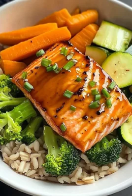 Honey-Glazed Salmon Bowl with Brown Rice & Steamed Veggies